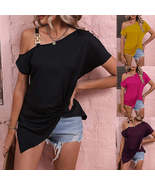 Women Clothes Off Shoulder Blouse Summer Irregular Design Tops Shirt - £7.80 GBP+