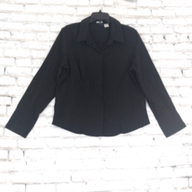 Cato Shirt Womens XL Black Long Sleeve Stretch Textured Button Up Y2K 90s - £15.69 GBP