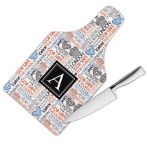 London Text Pattern : Gift Cutting Board Travel Royal Crown Tea Time Bag Craft F - $28.99
