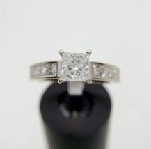 Gorgeous 2.55Ct Princess Cut Diamond Engagement Ring Solid 14k White Gold Size 8 - £218.82 GBP