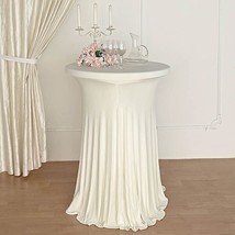 Ivory Cocktail Table Cover Natural Wavy Drapes Spandex Tablecloth Party Supplies - £33.85 GBP