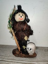 Vintage Straw Witch Figurine Halloween Detailed Collector Decor Handmade - $12.99