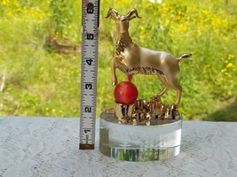 Year of Ram or Goat Chinese Zodiac Paperweight Glass and Metal Vintage - £36.56 GBP