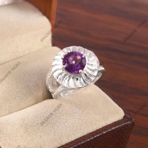 0.70 Carat Natural Amethyst Ring in Silver, Amethyst Wedding Band, Sterling Silv - £25.49 GBP