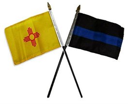 RFCO State of New Mexico w/Police Blue Line Flags 4&quot;x6&quot; Desk Set Table G... - $6.88