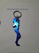 Blue Woman Silhouette Metal Keychain - Key Chain - Brand New - £2.38 GBP