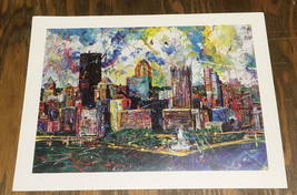Small bright color Pittsburgh point state park skyline art print  - $19.75