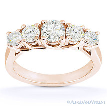 Round Cut Forever Brilliant Moissanite 14k Rose Gold Trellis Wedding Ring Band - £684.59 GBP+