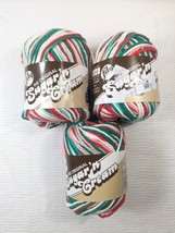 Lily Sugar &#39;n Cream Mistletoe #00138 x3 red green pink white cotton variegated - £10.15 GBP