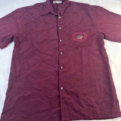 Danesi Jeans Western Maroon Alligator Embroidered  Button Down Shirt Medium - $19.95