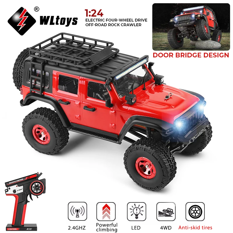 Wltoys 2428 1:24 Mini RC Car 2.4G With LED Lights 4WD Off-Road Vehicle Model - £88.31 GBP