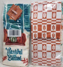 2 DIFFERENT TERRY TOWELS(16.5&quot;x26&quot;) FALL PUMPKINS &amp; LEAVES,THANKFUL &amp; BL... - $14.84