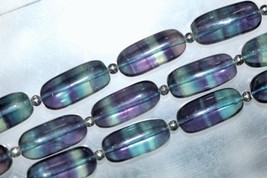 Natural, 19 piece smooth FLUORITE capsule shape briolette beads, 10 x 20 mm App, - £50.51 GBP