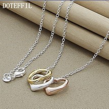 DOTEFFIL 925 Sterling Silver 18 Inch Chain Rose Gold Tricolor Heart Pendant Neck - £10.46 GBP