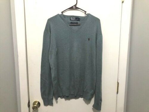 Polo by Ralph Lauren Pullover Pima Cotton L/S V Neck Logo Sweater Mens S... - $14.84