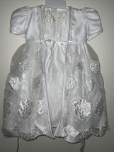 VTG USA Baptism Christening Dress with Lace Robe Size 1 White Color - $49.01