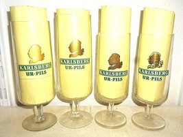 4 Brauerei Karlsberg Homburg Ur-Pils Vtg. German Beer Glasses - £11.95 GBP