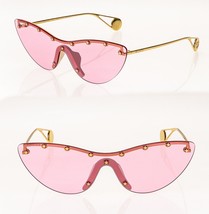 GUCCI STAR 0666 Pink Gold Cat Eye Mask Rimless Runway Sunglasses GG0666S 004 - £490.64 GBP