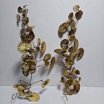 Vintage Brass Metal Leaves Wall Hanging Mid-Century Set Of 2 Gold Decor 21&quot; - €21,25 EUR