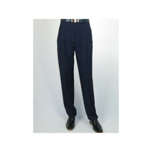 Men Apollo King Banded Collarless suit Mandarin 5 Buttons Wide leg M5-2 Navy image 10