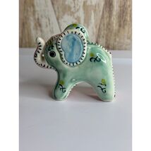 Vintage Ceramic Elephant Figurine Japan Green Blue Pink Hand Painted Decor - $15.00