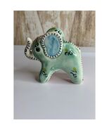 Vintage Ceramic Elephant Figurine Japan Green Blue Pink Hand Painted Decor - $15.00