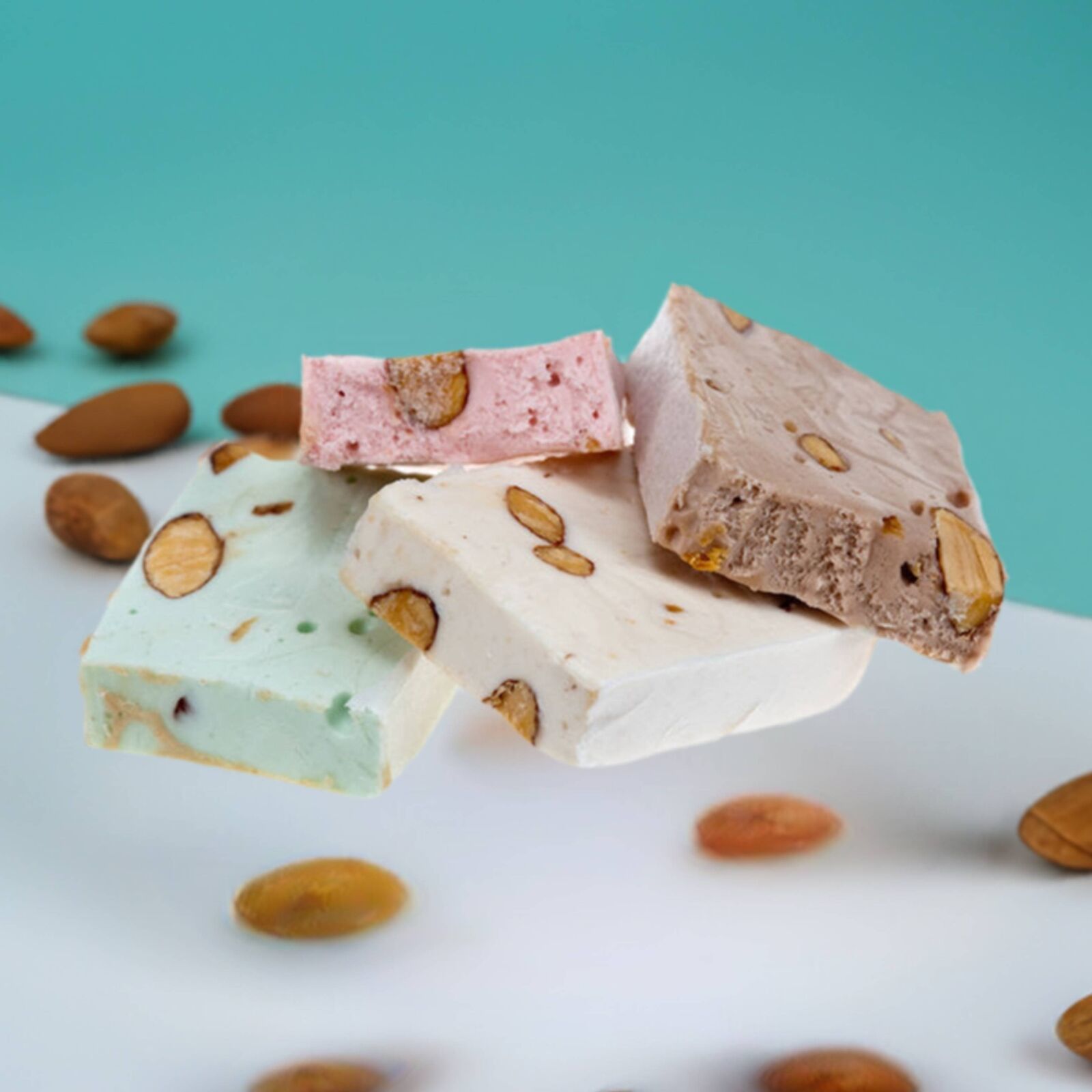 Andy Anand 14 bite-sized Roasted Almond Soft Nougat Brittle - 7 Oz - £15.51 GBP