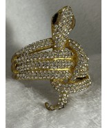 Rhinestone Snake Hinged Bracelet Heavy With Black Eyes 8 1/4” Some Wear ... - £13.95 GBP