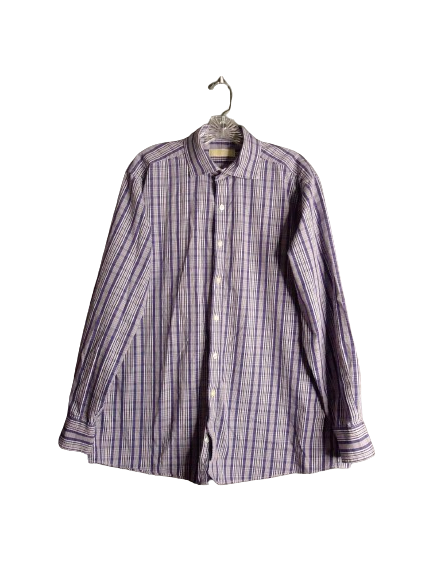 Primary image for Michael Kors Men's Adult Sz 17 34/35 Button Shirt Long Sleeve Plaid Purple Check