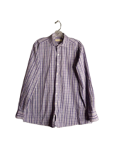 Michael Kors Men&#39;s Adult Sz 17 34/35 Button Shirt Long Sleeve Plaid Purp... - £13.35 GBP