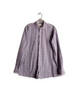 Michael Kors Men&#39;s Adult Sz 17 34/35 Button Shirt Long Sleeve Plaid Purp... - £12.46 GBP