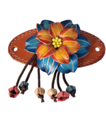Leather Flower Barrette Hair Clip Ponytail Holder Pony Hand Crafted Hand... - $346.06 MXN