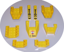 9 Used Lego Yellow Slope Brick 4 x 4 - 4 x 2 Double Inverted  4871 - 4854 - 4856 - £7.82 GBP