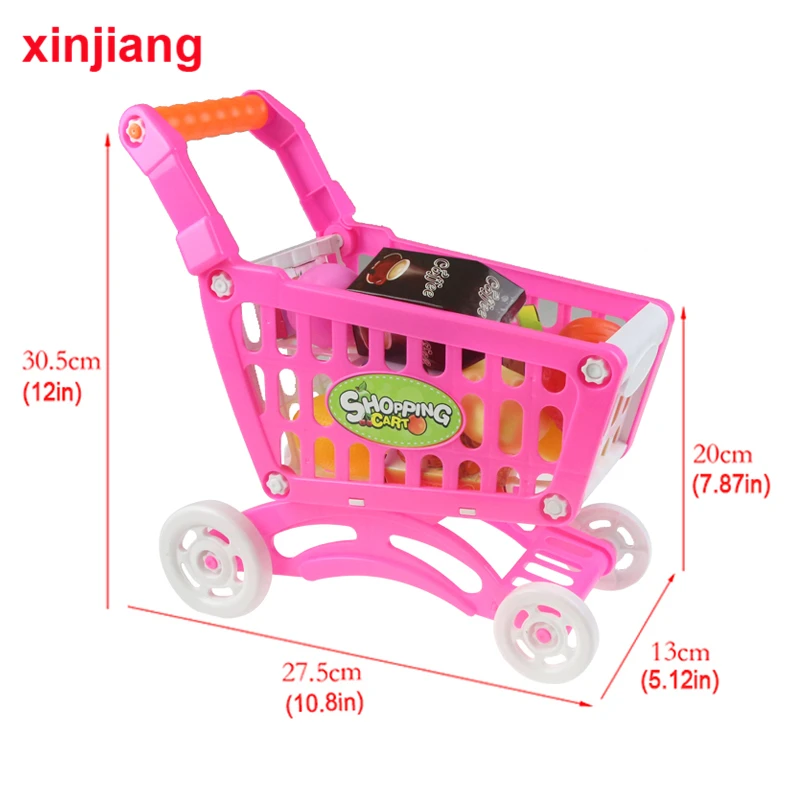 Play Shopping Cart with Wheels Pretend Play Kitchen Set Food Play Grocery Trolle - £38.60 GBP