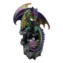 Green and Purple Dragon with LED Light up Crystals Medieval Fantasy Figu... - $29.98