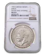 1935 G. Britain Crown Jubilee Coin, Incuse Edge Lettering MS-63 KM 842 - $405.27 CAD