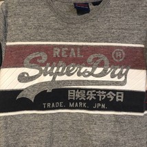 Super Dry Real T Shirt Japan Logo Mens Medium Gray Raised Logo Cotton Crew - £8.91 GBP