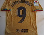 Robert Lewandowski Barcelona La Liga Match Gold Away Soccer Jersey 2022-... - $85.00