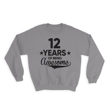 12 Years of Being Awesome : Gift Sweatshirt 12th Birthday Baseball Scrip... - £22.71 GBP