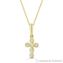 Christian Catholic Multi-Bezel CZ Crystal Cross 14k Yellow Gold 17mmx7mm Pendant - £40.21 GBP+