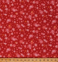 Cotton Snowflakes Holidays Christmas Winter Red Fabric Print By The Yard D405.45 - £18.97 GBP