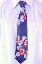 Mens 1940s Vintage Necktie Rayon Satin Navy Red/White Fortune Cookie Whi... - $43.66