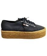 Superga Platform Espadrille Gymnastics Shoes Womens 7 Navy Tan lace Up S... - $62.51 CAD