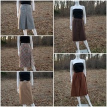 Vintage 1970s Wool, Tweed Corduroy Lot Of 5 Midi woolen Skirt Fits W24&quot; - £53.61 GBP