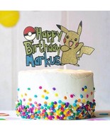 Custom Pikachu Happy Birthday Cake Topper | Birthday Cake Topper | Pokem... - £12.59 GBP