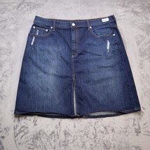 Gap 1969 Pencil Skirt Womens 33 Dark Wash Blue Denim Front Slit Dristressed - £17.76 GBP