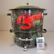 Lobster Steamer Pot - Corn Crab Clams Complete Vintage Speckled Enamel S... - £113.87 GBP