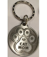 Cat Mom Paw Print Heart - A True Friend Pet Key Chain Tag Keychain Pewte... - $131.74 MXN