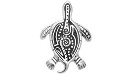 Jewelry Trends Aboriginal Turtle Tribal Design Sterling Silver Pendant - £27.49 GBP