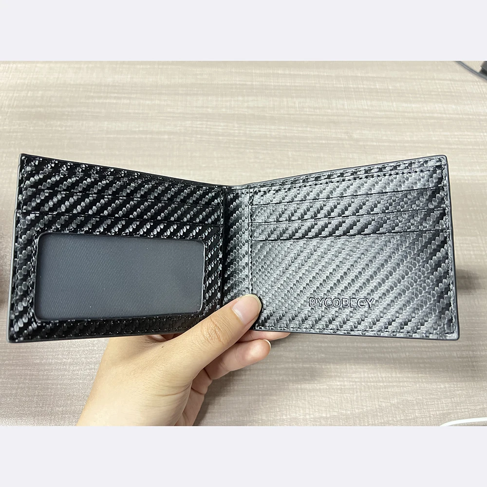 Customized Ultra-thin Men&#39;s Wallet Money Clip Carbon Fiber ID Card Holder Wallet - £50.94 GBP